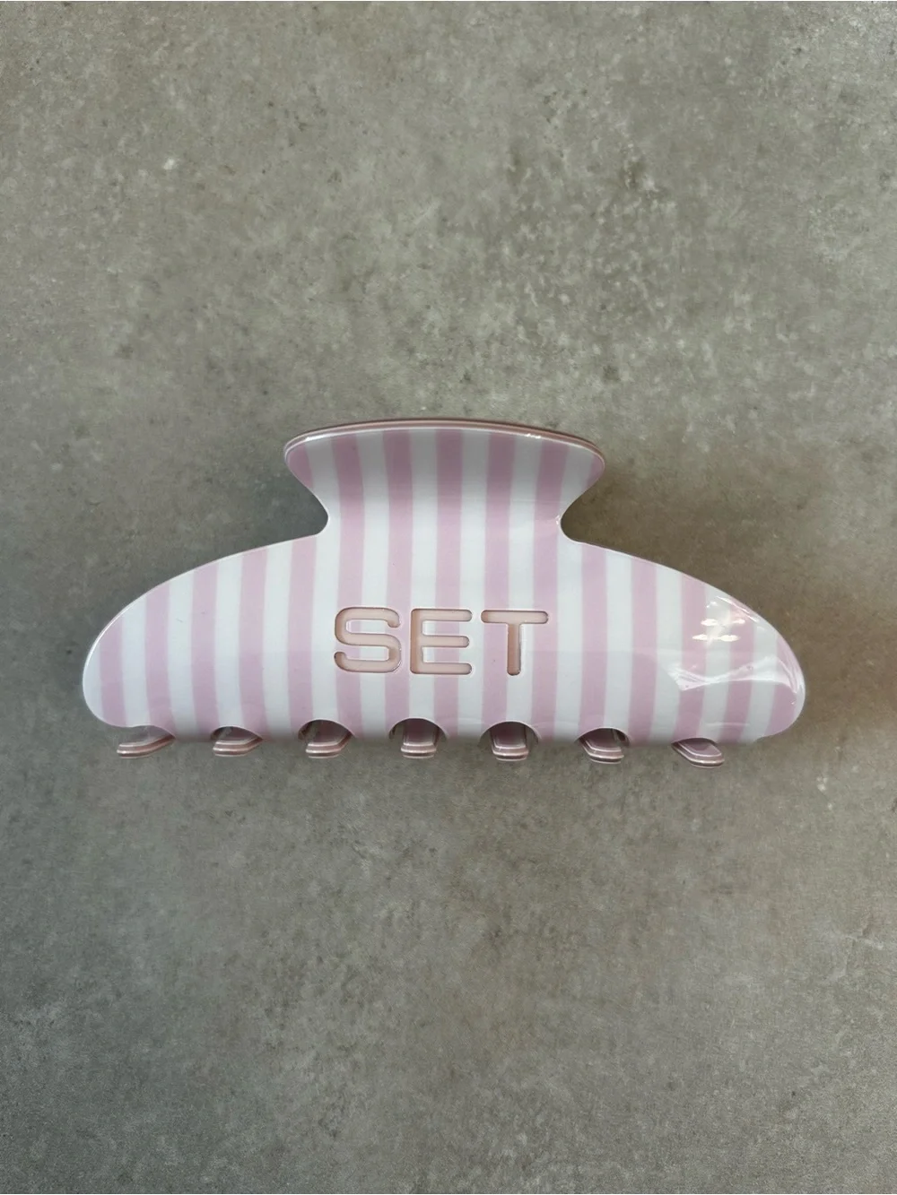 SET Active Pink & White Striped Hair Claw Clip
